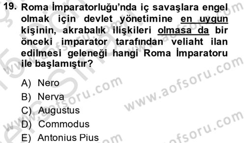 Uygarlık Tarihi 1 Dersi 2014 - 2015 Yılı Tek Ders Sınav Soruları 19. Soru