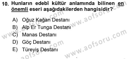 Uygarlık Tarihi 1 Dersi 2015 - 2016 Yılı (Final) Dönem Sonu Sınav Soruları 10. Soru