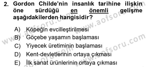 Uygarlık Tarihi 1 Dersi 2015 - 2016 Yılı (Final) Dönem Sonu Sınav Soruları 2. Soru