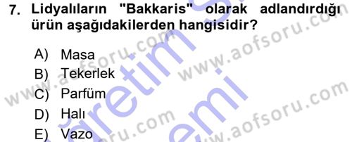 Uygarlık Tarihi 1 Dersi 2015 - 2016 Yılı (Final) Dönem Sonu Sınav Soruları 7. Soru