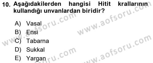 Uygarlık Tarihi 1 Dersi 2016 - 2017 Yılı 3 Ders Sınav Soruları 10. Soru