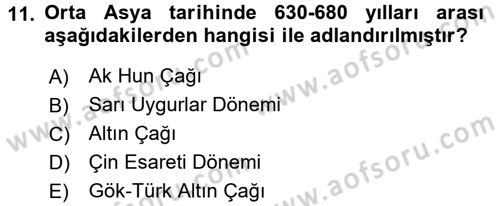 Uygarlık Tarihi 1 Dersi 2016 - 2017 Yılı 3 Ders Sınav Soruları 11. Soru