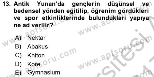 Uygarlık Tarihi 1 Dersi 2016 - 2017 Yılı 3 Ders Sınav Soruları 13. Soru