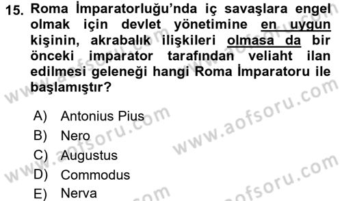 Uygarlık Tarihi 1 Dersi 2016 - 2017 Yılı 3 Ders Sınav Soruları 15. Soru