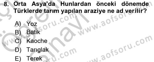 Uygarlık Tarihi 1 Dersi 2016 - 2017 Yılı 3 Ders Sınav Soruları 8. Soru