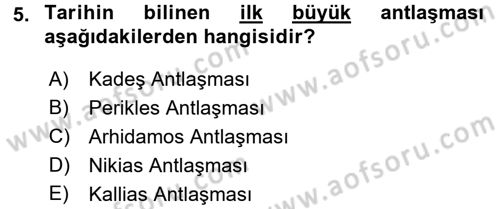 Uygarlık Tarihi 1 Dersi 2016 - 2017 Yılı (Final) Dönem Sonu Sınav Soruları 5. Soru