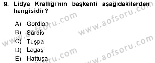 Uygarlık Tarihi 1 Dersi 2016 - 2017 Yılı (Final) Dönem Sonu Sınav Soruları 9. Soru