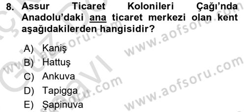 Uygarlık Tarihi 1 Dersi 2017 - 2018 Yılı (Vize) Ara Sınav Soruları 8. Soru