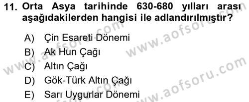 Uygarlık Tarihi 1 Dersi 2017 - 2018 Yılı (Final) Dönem Sonu Sınav Soruları 11. Soru