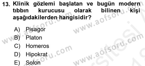 Uygarlık Tarihi 1 Dersi 2017 - 2018 Yılı (Final) Dönem Sonu Sınav Soruları 13. Soru