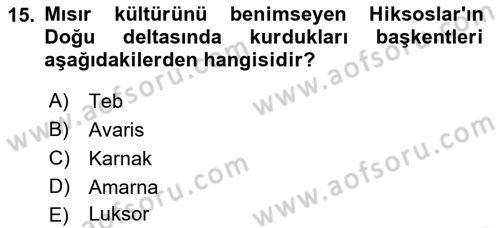 Uygarlık Tarihi 1 Dersi 2018 - 2019 Yılı (Vize) Ara Sınav Soruları 15. Soru