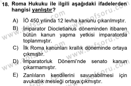 Uygarlık Tarihi 1 Dersi 2018 - 2019 Yılı (Final) Dönem Sonu Sınav Soruları 18. Soru