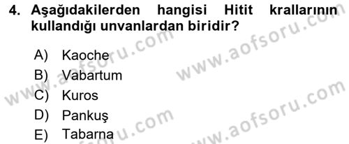 Uygarlık Tarihi 1 Dersi 2018 - 2019 Yılı (Final) Dönem Sonu Sınav Soruları 4. Soru