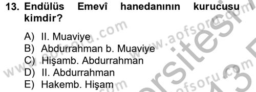 Uygarlık Tarihi 2 Dersi 2012 - 2013 Yılı (Vize) Ara Sınav Soruları 13. Soru