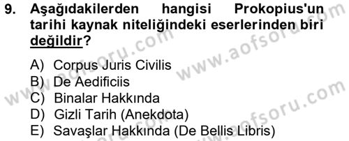 Uygarlık Tarihi 2 Dersi 2012 - 2013 Yılı (Vize) Ara Sınav Soruları 9. Soru