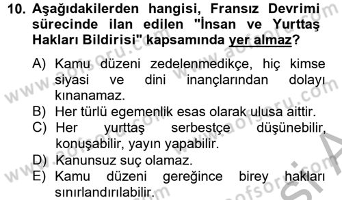 Uygarlık Tarihi 2 Dersi 2012 - 2013 Yılı (Final) Dönem Sonu Sınav Soruları 10. Soru