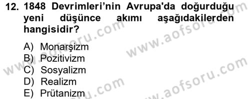 Uygarlık Tarihi 2 Dersi 2012 - 2013 Yılı (Final) Dönem Sonu Sınav Soruları 12. Soru