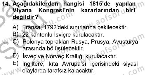 Uygarlık Tarihi 2 Dersi 2012 - 2013 Yılı (Final) Dönem Sonu Sınav Soruları 14. Soru