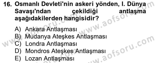 Uygarlık Tarihi 2 Dersi 2012 - 2013 Yılı (Final) Dönem Sonu Sınav Soruları 16. Soru