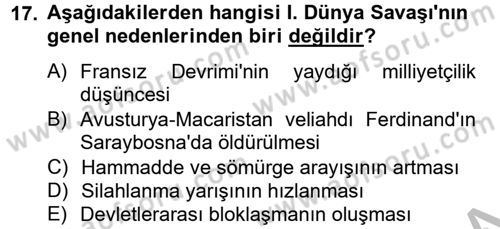 Uygarlık Tarihi 2 Dersi 2012 - 2013 Yılı (Final) Dönem Sonu Sınav Soruları 17. Soru