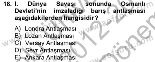 Uygarlık Tarihi 2 Dersi 2012 - 2013 Yılı (Final) Dönem Sonu Sınav Soruları 18. Soru