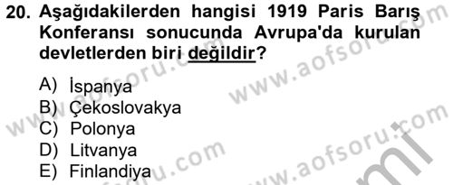 Uygarlık Tarihi 2 Dersi 2012 - 2013 Yılı (Final) Dönem Sonu Sınav Soruları 20. Soru