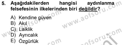 Uygarlık Tarihi 2 Dersi 2012 - 2013 Yılı (Final) Dönem Sonu Sınav Soruları 5. Soru