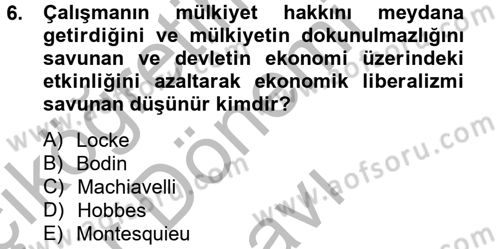 Uygarlık Tarihi 2 Dersi 2012 - 2013 Yılı (Final) Dönem Sonu Sınav Soruları 6. Soru