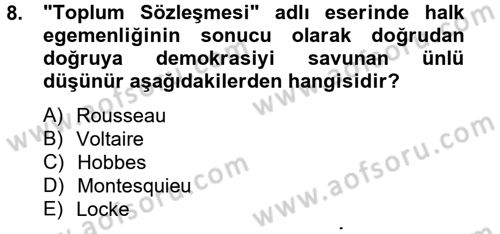 Uygarlık Tarihi 2 Dersi 2012 - 2013 Yılı (Final) Dönem Sonu Sınav Soruları 8. Soru