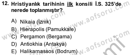 Uygarlık Tarihi 2 Dersi 2013 - 2014 Yılı (Vize) Ara Sınav Soruları 12. Soru