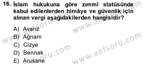 Uygarlık Tarihi 2 Dersi 2013 - 2014 Yılı (Vize) Ara Sınav Soruları 16. Soru