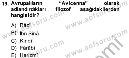 Uygarlık Tarihi 2 Dersi 2013 - 2014 Yılı (Vize) Ara Sınav Soruları 19. Soru