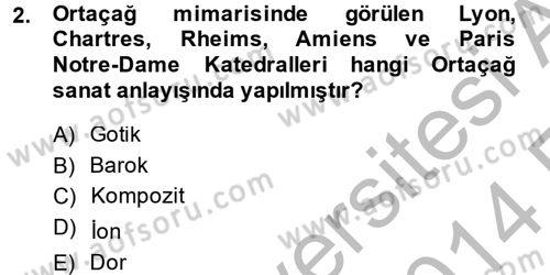 Uygarlık Tarihi 2 Dersi 2013 - 2014 Yılı (Vize) Ara Sınav Soruları 2. Soru
