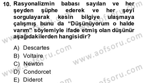 Uygarlık Tarihi 2 Dersi 2013 - 2014 Yılı (Final) Dönem Sonu Sınav Soruları 10. Soru