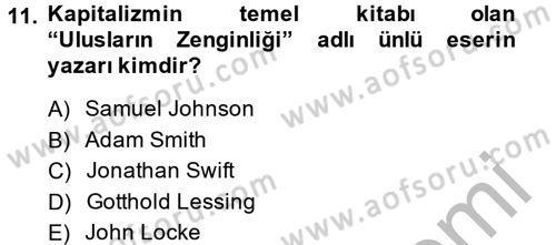 Uygarlık Tarihi 2 Dersi 2013 - 2014 Yılı (Final) Dönem Sonu Sınav Soruları 11. Soru