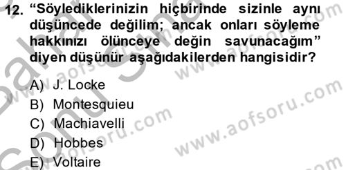 Uygarlık Tarihi 2 Dersi 2013 - 2014 Yılı (Final) Dönem Sonu Sınav Soruları 12. Soru