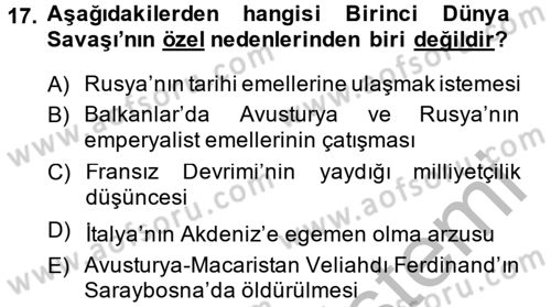 Uygarlık Tarihi 2 Dersi 2013 - 2014 Yılı (Final) Dönem Sonu Sınav Soruları 17. Soru