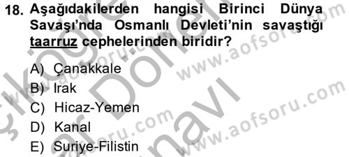 Uygarlık Tarihi 2 Dersi 2013 - 2014 Yılı (Final) Dönem Sonu Sınav Soruları 18. Soru