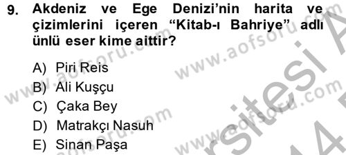 Uygarlık Tarihi 2 Dersi 2013 - 2014 Yılı (Final) Dönem Sonu Sınav Soruları 9. Soru