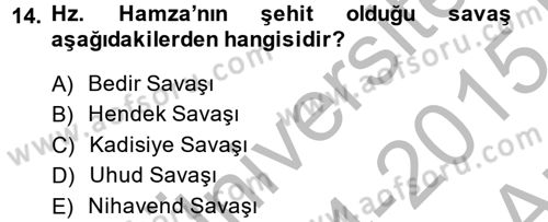 Uygarlık Tarihi 2 Dersi 2014 - 2015 Yılı (Vize) Ara Sınav Soruları 14. Soru