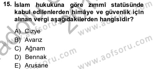 Uygarlık Tarihi 2 Dersi 2014 - 2015 Yılı (Vize) Ara Sınav Soruları 15. Soru