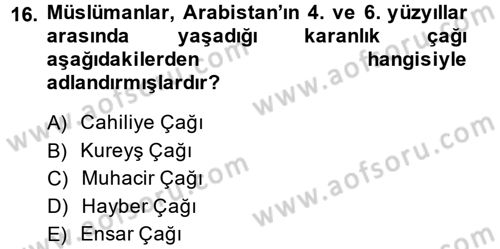 Uygarlık Tarihi 2 Dersi 2014 - 2015 Yılı (Vize) Ara Sınav Soruları 16. Soru