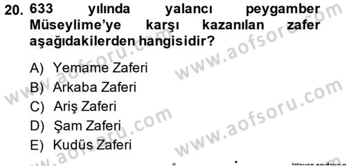 Uygarlık Tarihi 2 Dersi 2014 - 2015 Yılı (Vize) Ara Sınav Soruları 20. Soru