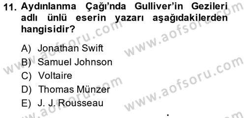 Uygarlık Tarihi 2 Dersi 2014 - 2015 Yılı (Final) Dönem Sonu Sınav Soruları 11. Soru
