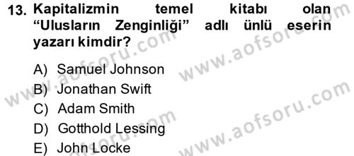 Uygarlık Tarihi 2 Dersi 2014 - 2015 Yılı (Final) Dönem Sonu Sınav Soruları 13. Soru