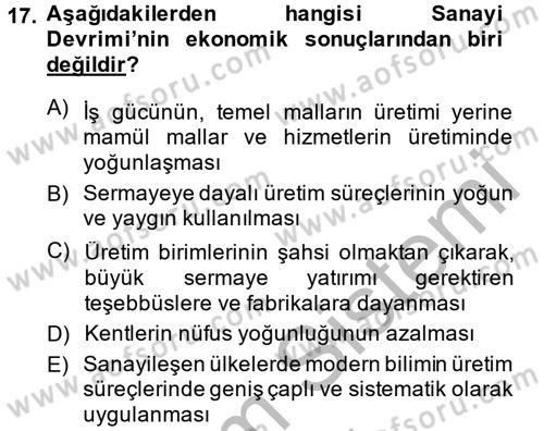 Uygarlık Tarihi 2 Dersi 2014 - 2015 Yılı (Final) Dönem Sonu Sınav Soruları 17. Soru