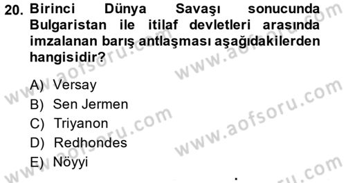 Uygarlık Tarihi 2 Dersi 2014 - 2015 Yılı (Final) Dönem Sonu Sınav Soruları 20. Soru