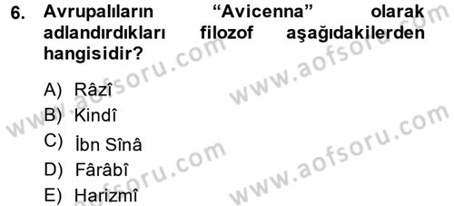 Uygarlık Tarihi 2 Dersi 2014 - 2015 Yılı (Final) Dönem Sonu Sınav Soruları 6. Soru