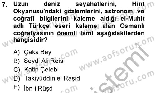 Uygarlık Tarihi 2 Dersi 2014 - 2015 Yılı (Final) Dönem Sonu Sınav Soruları 7. Soru