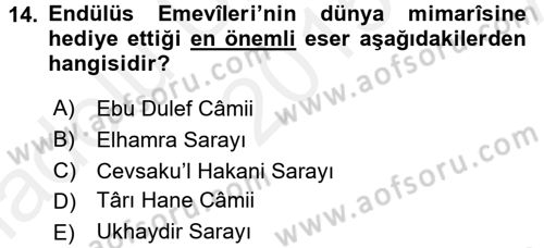 Uygarlık Tarihi 2 Dersi 2015 - 2016 Yılı (Vize) Ara Sınav Soruları 14. Soru